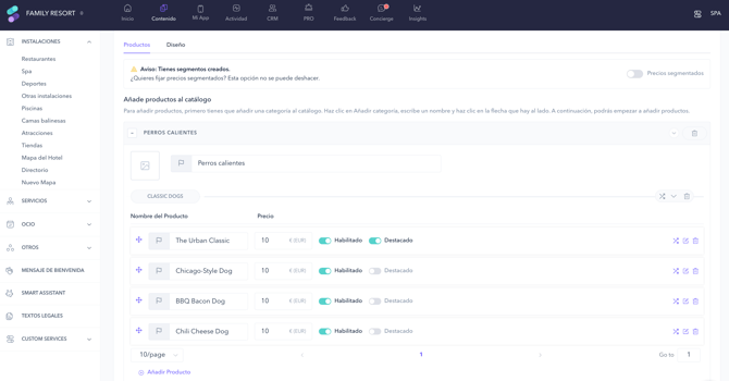 How to add a restaurant menu using the advanced catalog 04ES