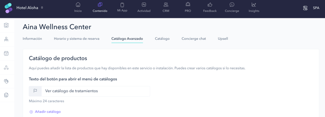 How to add a spa catalog using the advanced catalog 01ES
