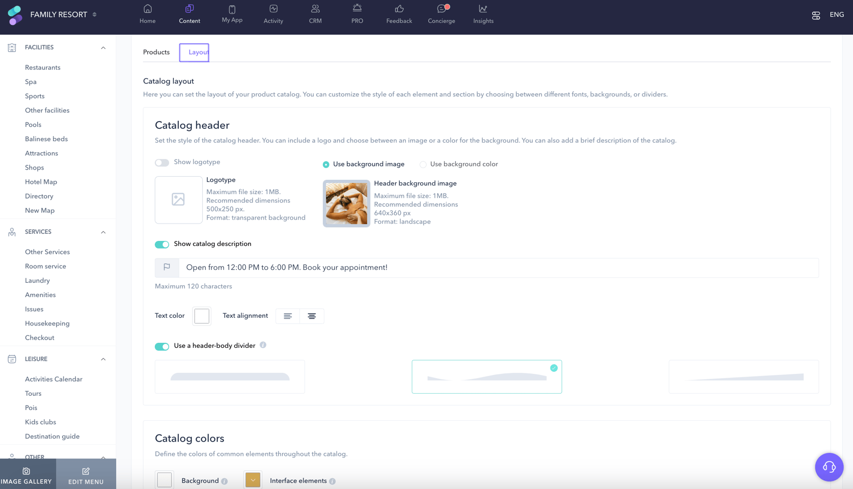 How to add a spa catalog using the advanced catalog