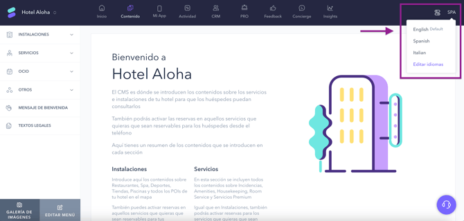 How to add content in different languages in the CMS_01ES
