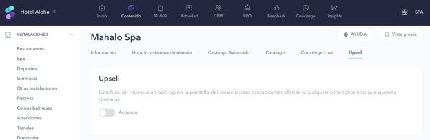 How to create an upsell pop-up for a spa 01ES