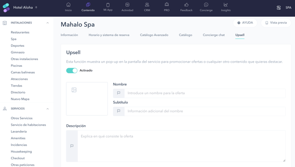 How to create an upsell pop-up for a spa 02ES