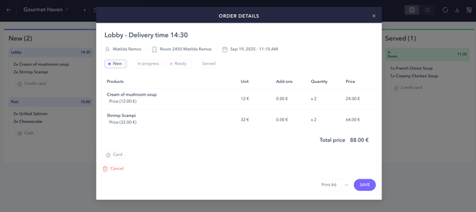 How to manage orders for a room service 02EN