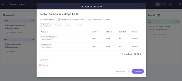 How to manage orders for a room service 02ES