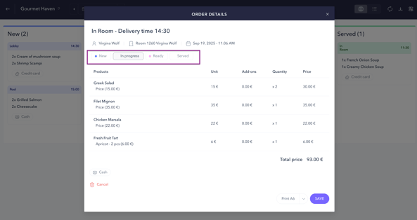 How to manage orders for a room service 03EN