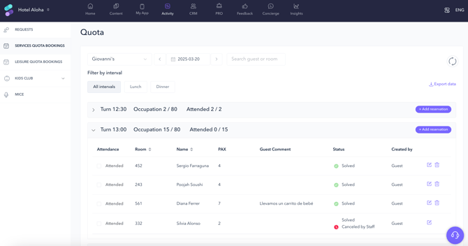 How to manage restaurant bookings with the quota-based booking system 01EN