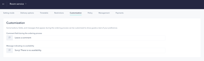 How to set up the PRO ordering system for a room service 08EN