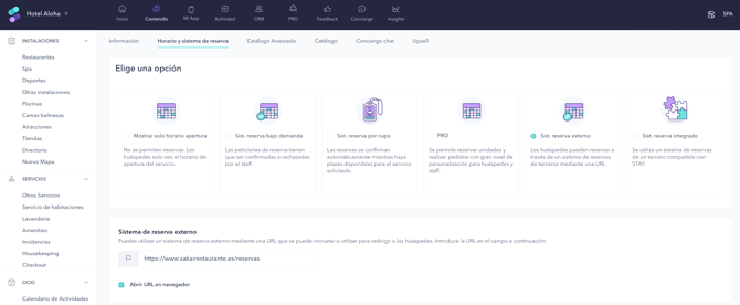How to set up the external booking system for a restaurant_01ES
