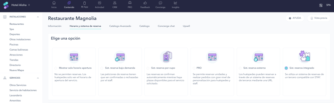 How to set up the integrated booking system for a restaurant 01ES