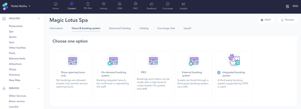 How to set up the integrated booking system for a spa 01EN