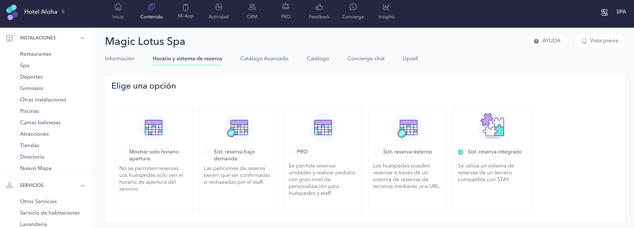 How to set up the integrated booking system for a spa 01ES