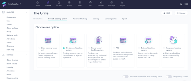How to set up the on-demand booking system for a restaurant 01EN