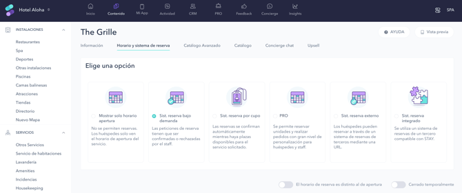 How to set up the on-demand booking system for a restaurant 01ES