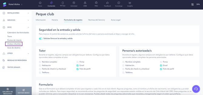 How to set up the registration process for a kids club_01ES