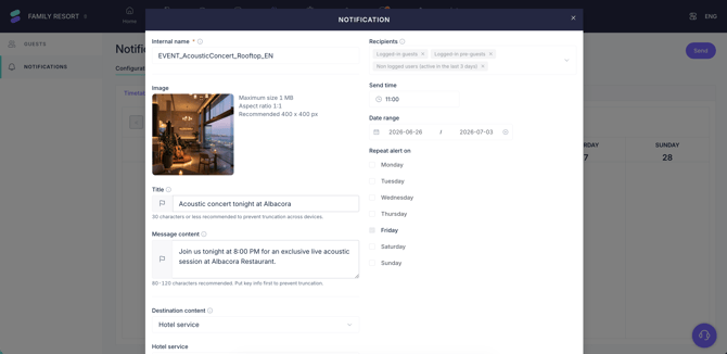 create and send hotel notifications_EN06