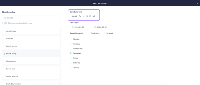 opening hours for an activity_02EN
