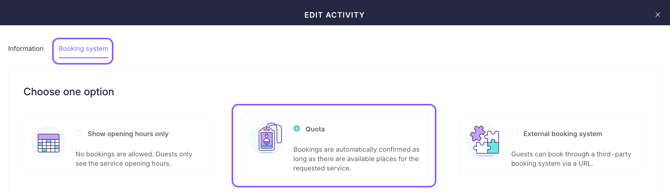quota-based booking system for an activity_01EN