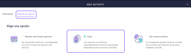 quota-based booking system for an activity_01ES